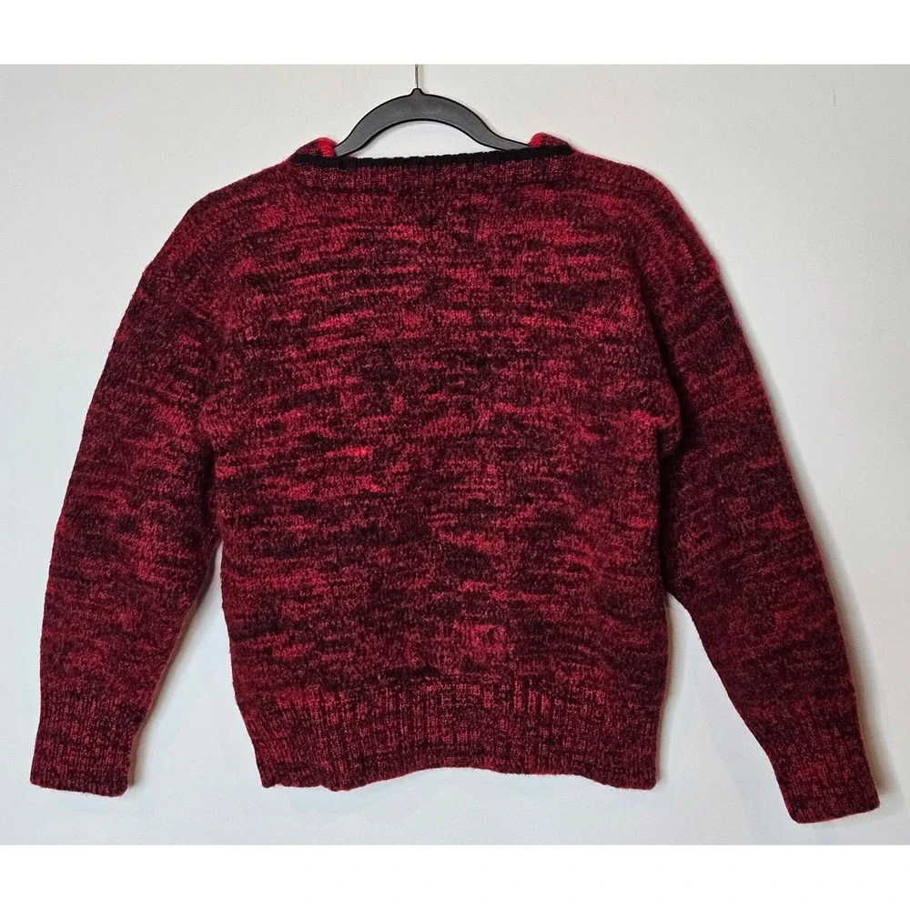 Boston Traders Vintage Pure Wool Knit Sweater Large Red‎ Black Crewneck Winter